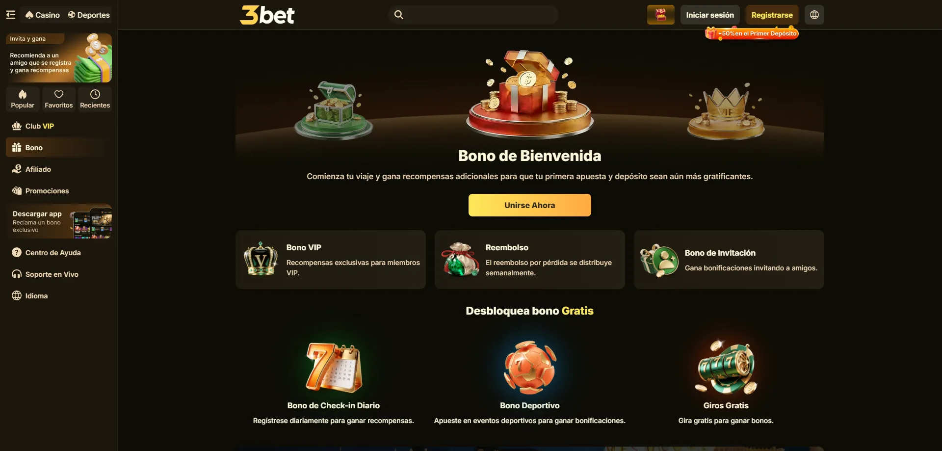 Bonos de bienvenida y promociones en 3bet Casino México